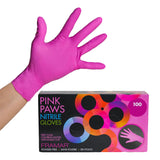 Framar Pink Paws Powder Free Nitrile Gloves Large